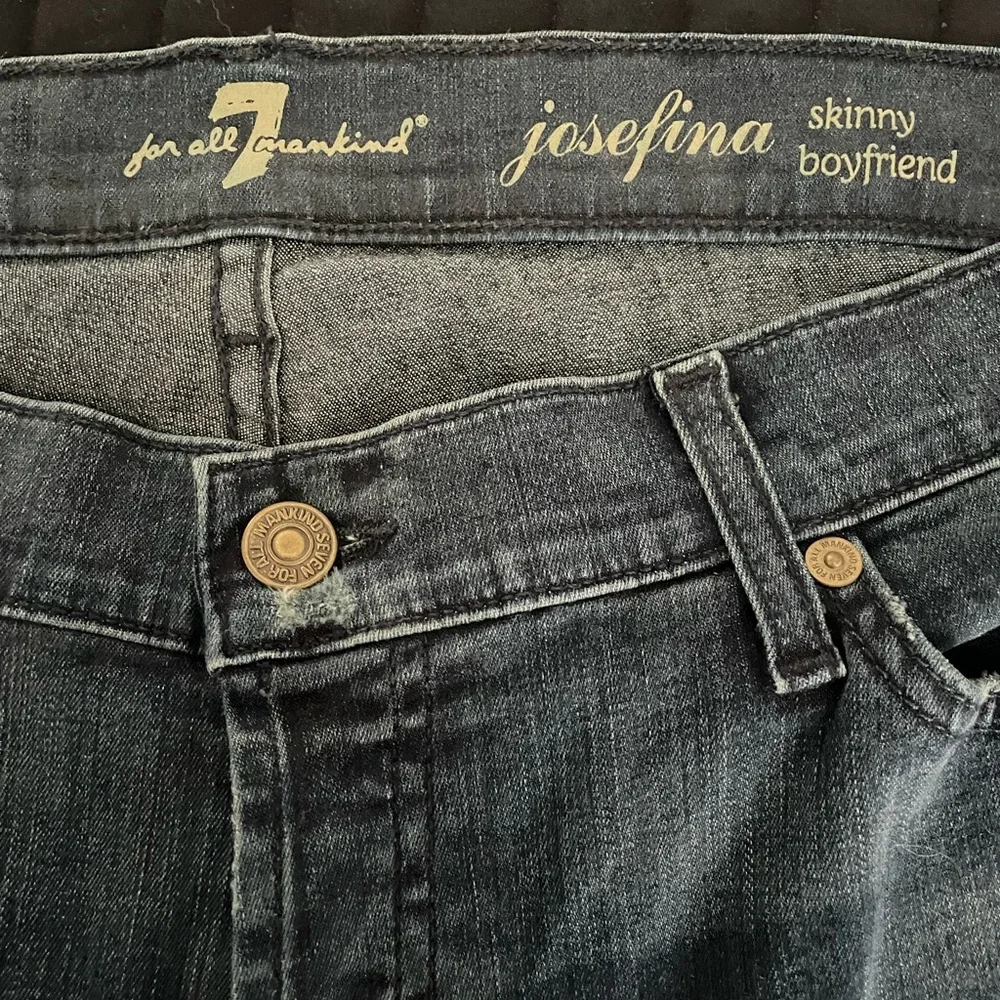 7 For All Mankind Josefina Skinny Boyfriend Jeans - Dark Blue - Picture 6 of 7